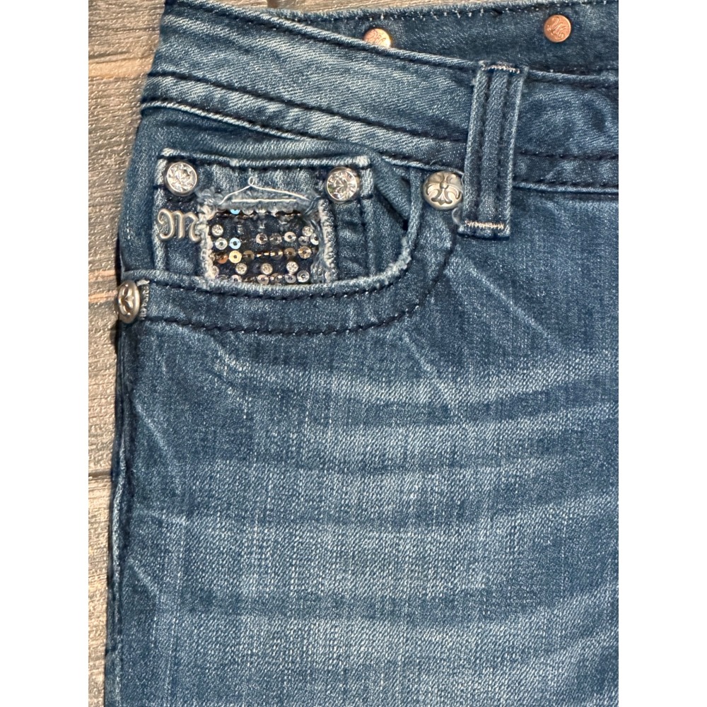 Miss Me Embellished Bling Bootcut Jeans Low Rise 28x34 (28x30) Western Y2K BKE - Picture 6 of 11